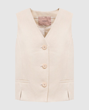 Twinset Жовтий жилет з льоном 251TP2761