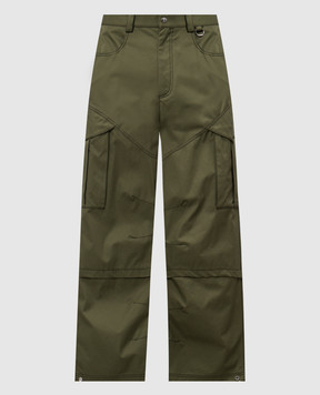 Off-White Зеленые брюки карго с логотипом. OMCF042F24FAB001