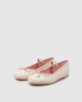 Pretty Ballerinas Дитячі бежеві балетки Hannah з глітером 48793