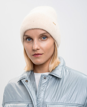 Twinset Бежева шапка з ангорою з люрексом 252TA426B