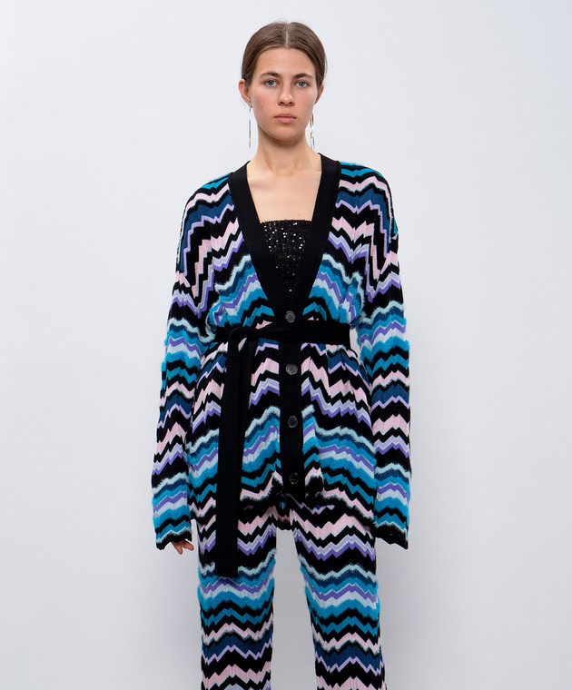 Missoni - Синий кардиган с шерстью в узоре DS24WM02BK036W купить в