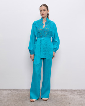 Ermanno Scervino Голубые брюки из льна D464P301NZM
