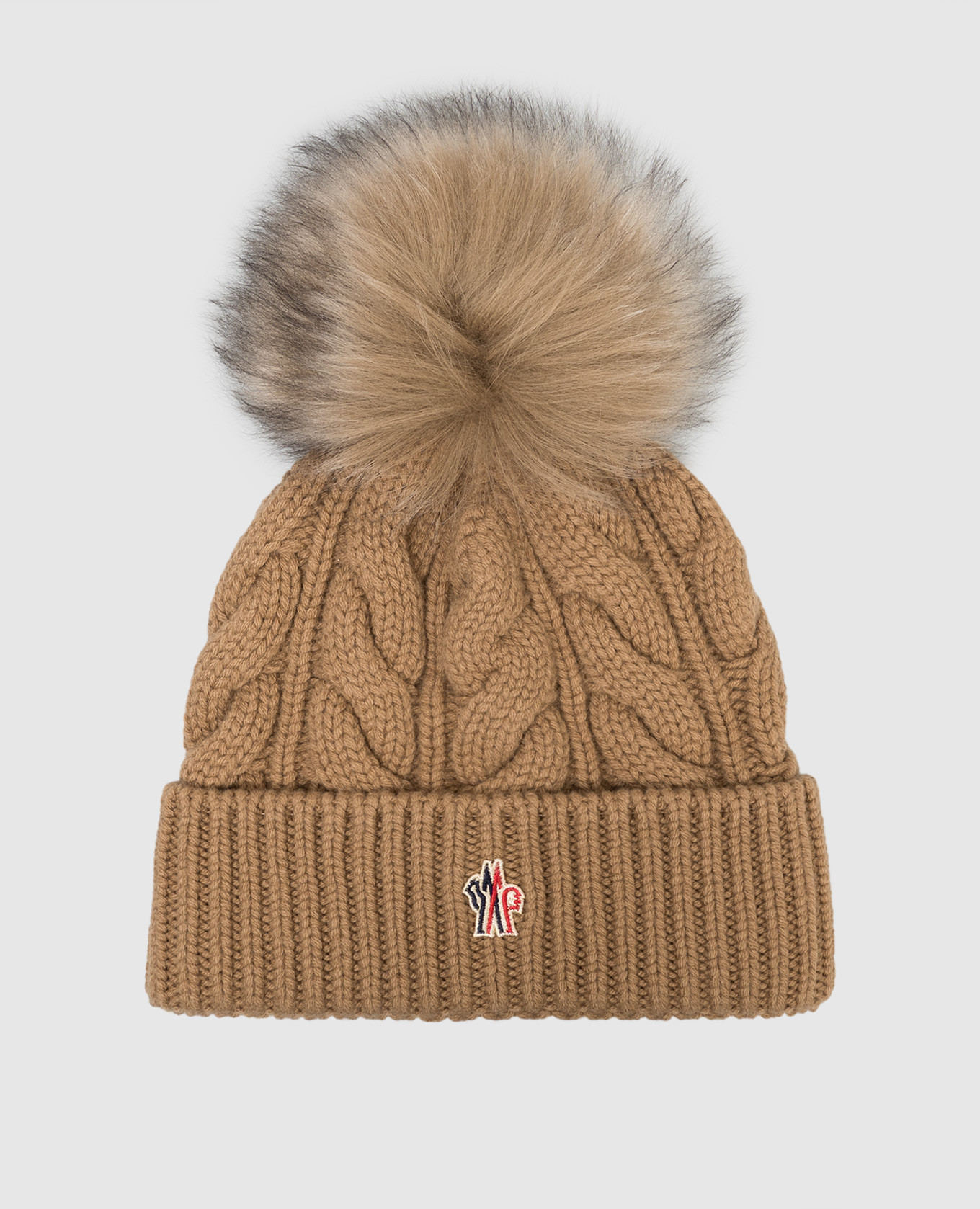 

Коричневая шапка из шерсти и кашемира с помпоном, Коричневый, Шапки