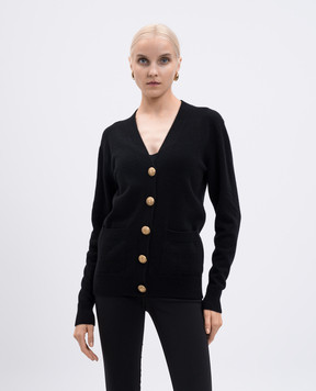 Balmain Чорний кардиган з вовни та кашеміру FF1KL255KI87