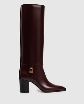 Saint Laurent Бордові шкіряні чоботи JULIA 818207AAEHR