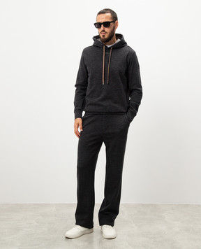 Moncler Серое меланжево худи с кожаным патчем логотипа. J20918G0006889ARG