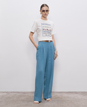 Max Mara Голубые брюки SIAMESE из льна SIAMESE