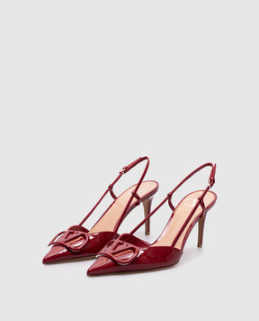 Valentino Бордові шкіряні лаковані слінгбеки з логотипом 6W2S0R01TMK