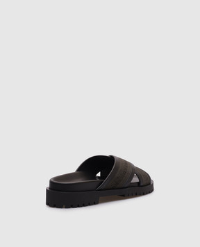 Off-White Черные кожаные шлепанцы Сhicago Сrisscross OMIH002S25FAB001