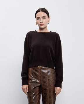 Twinset Коричневий джемпер з кашеміру з візерунком логотипа 242TT3344