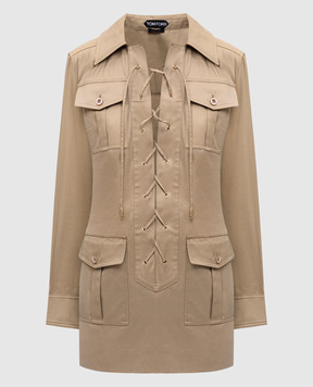 Tom Ford Блуза SAFARI кольору хакі з шовком AB3452FAX1215