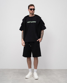 Off-White Чорні шорти з вишивкою логотипа OMCI013C99FLE008