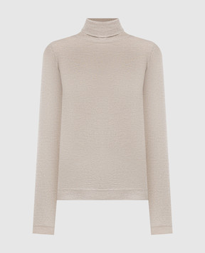 Brunello Cucinelli Бежевый гольф с кашемиром и шелком с люрексом. M41800063P