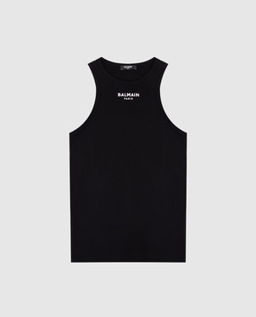 Balmain Детский черный топ с принтом логотипа BW8A72Z2389410