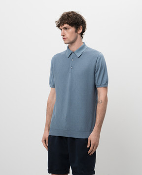 Kiton Блакитне поло у візерунок UMK0706