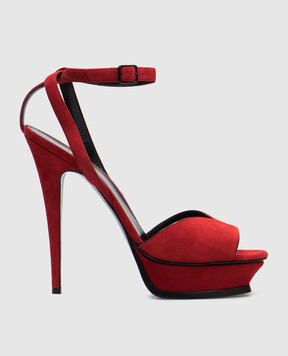 Saint Laurent Червоні замшеві босоніжки 502957