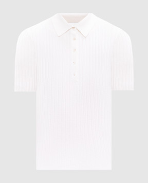 Allude Белое поло из кашемира в рубчик 25211143