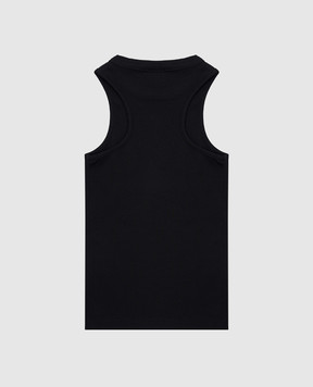 Off-White Детский черный топ в рубчике с принтом логотипа OGAD009S25JER001