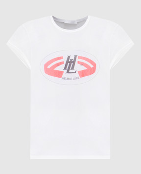 Helmut Lang Белый топ из сетки с принтом P02HW505