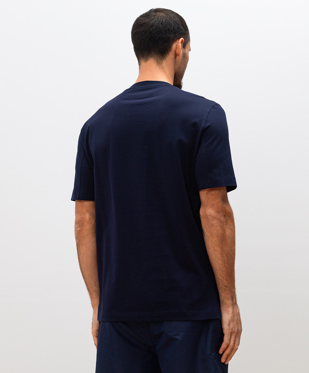 Brunello Cucinelli Синя футболка з контрастним принтом емблеми M0B138440 зображення 4