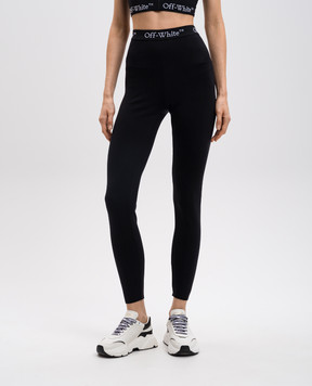 Off-White Чорні легінси з візерунком логотипа OWVV003S25JER001