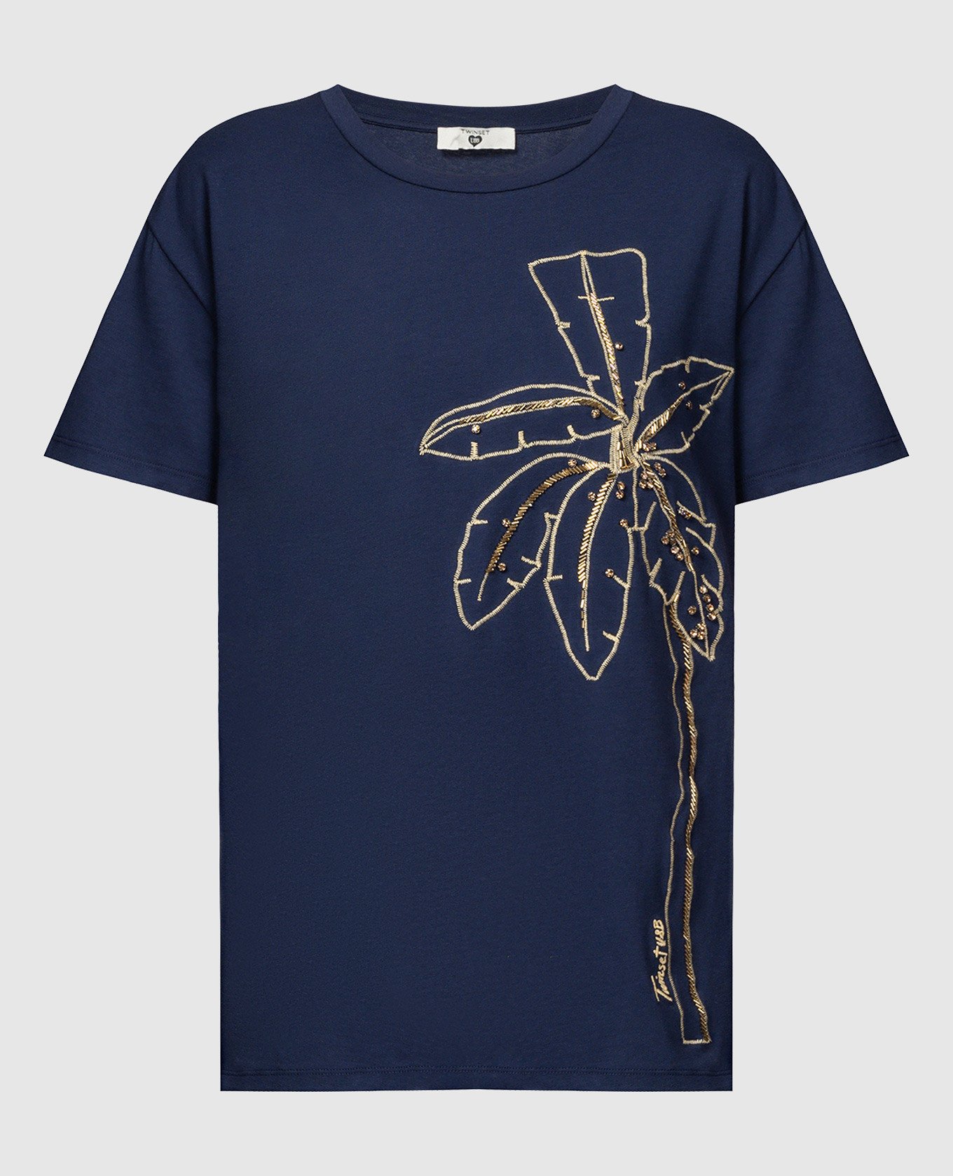 Blue T-shirt with embroidery