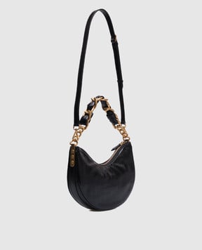 Balmain Черная кожаная сумка-хобо 1945 Soft Moon с металлическим логотипом EN1BQ954LETF