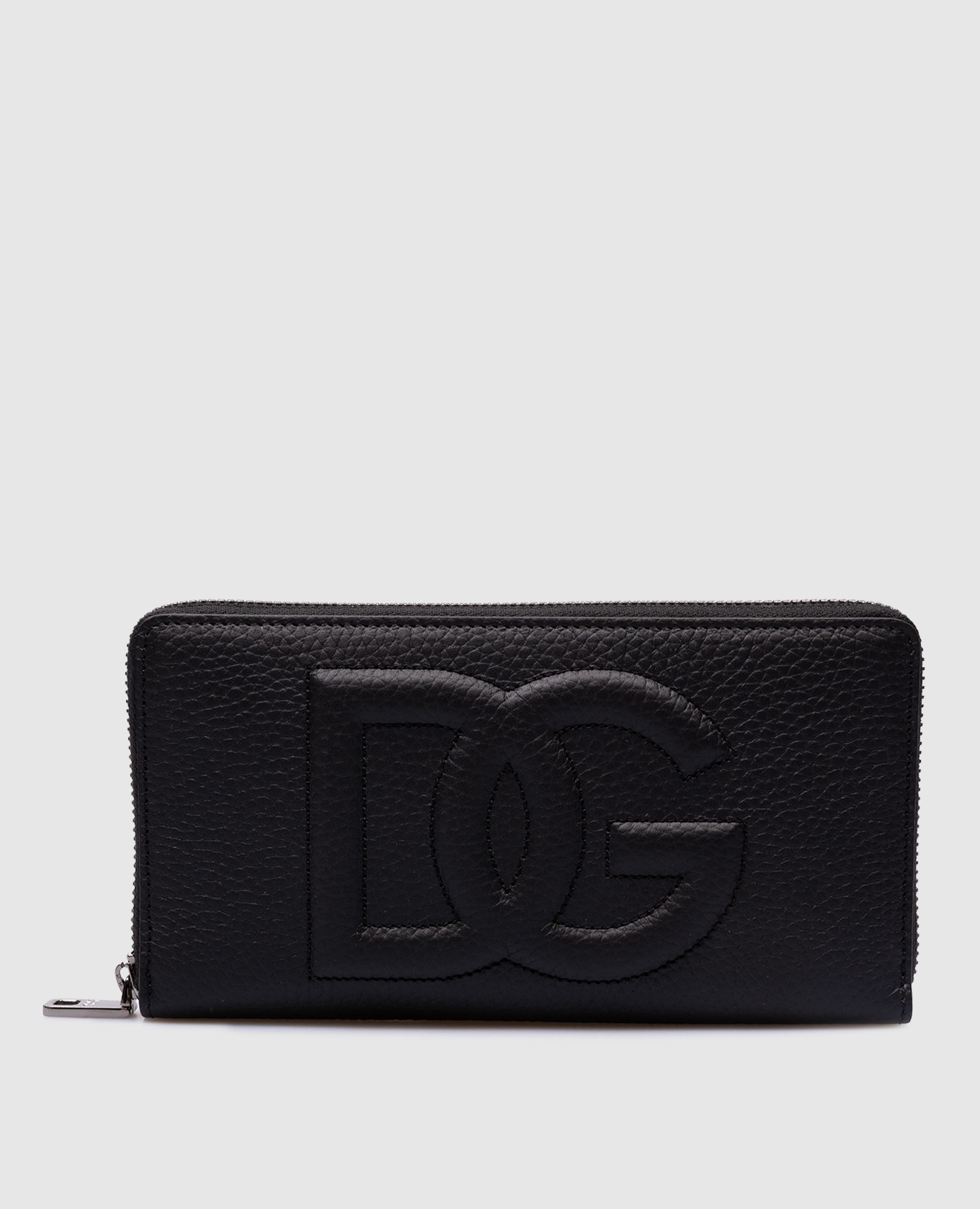 Черный кожаный кошелек с фактурным логотипом DG