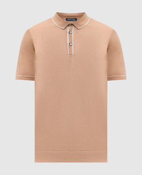 Bertolo Cashmere Бежевое поло с шелком с окантовкой 902421002470