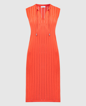 Peserico Червона сукня міді з ланцюжком моніль S92240F1409173