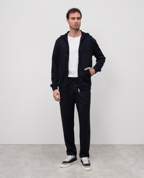 Brunello Cucinelli Синие спортивные брюки из кашемира и шелка MM8353243G