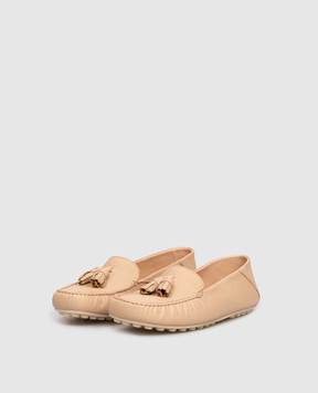 Loro Piana Бежеві шкіряні мокасини Dot Sole з китицями FAM9209