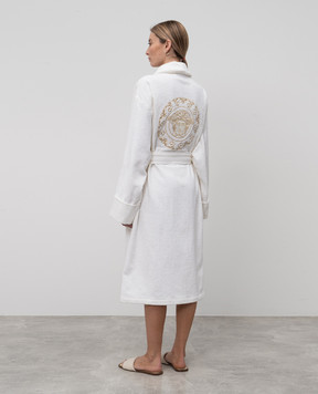 Versace Белый махровый халат Medusa Gala с леном. ZACJ000201A11941