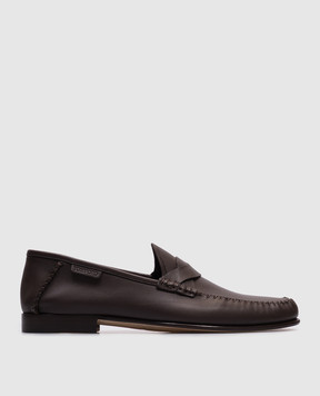 Tom Ford Коричневые кожаные лоферы с логотипом J1528LCL477N