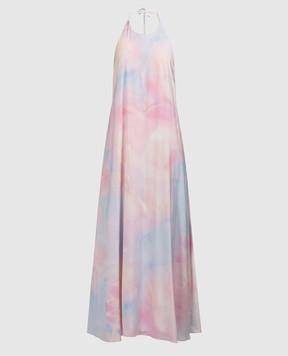 Peserico Фиолетовое платье в принт с открытой спиной E0232304755