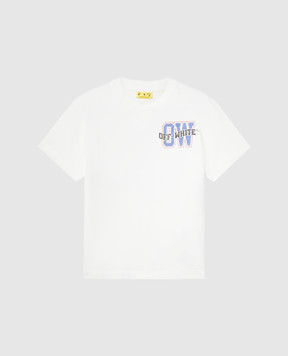 Off-White Дитяча біла футболка з принтом емблеми OBAA002S25JER00B