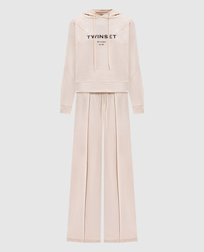 Twinset Бежевий спортивний костюм з логотипом 252TP2681