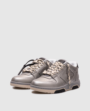 Off-White Сріблясті шкіряні кросівки Оut Оf Оffice OMIA189S25LEA00C