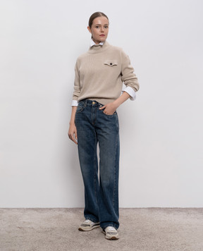 Brunello Cucinelli Бежевий светр з кашеміру M12203414