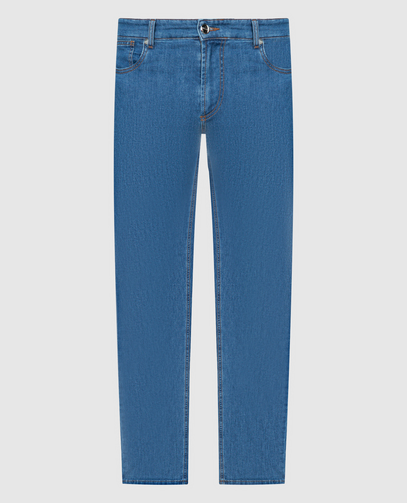 Голубые джинсы с вышивкой логотипа