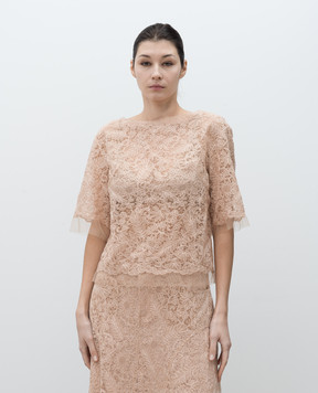 Ermanno Scervino Бежевий топ з вишивкою D462L300OEX