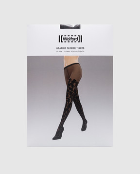 Wolford Коричневі колготи graphic flower в квітковий візерунок 17615