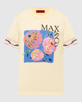 Max & Co Жовта футболка CALIBRI з принтом та вишивкою CALIBRI