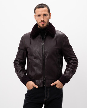 Brioni Фіолетова шкіряня куртка з хутром норки PLG10LO4726