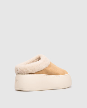 Giuseppe Zanotti Бежевые замшевые сабо Alma на меху RW50030