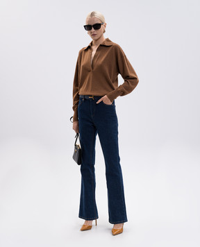 Tom Ford Коричневий пуловер з кашеміру з коміром-поло MAK1391YAX899