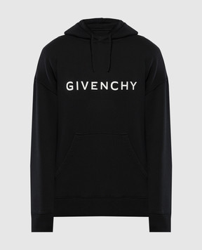 Givenchy Чорне худі з принтом логотипа BMJ0HC3YAC