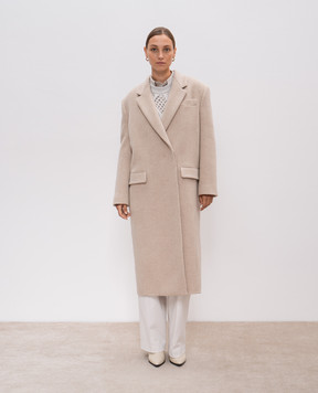 Brunello Cucinelli Бежевое пальто из шерсти и кашемира с цепочкой мониль MD5329861