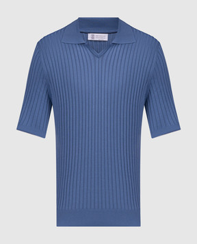 Brunello Cucinelli Синя футболка в рубчик M29400605