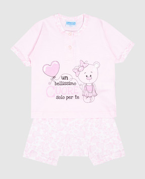 RiminiVeste Детская розовая пижама Gary с принтом Cuore 185041